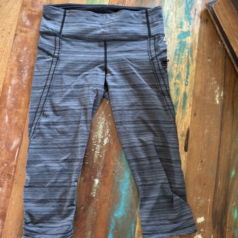 Lululemon Athletica Striped Gray Leggings